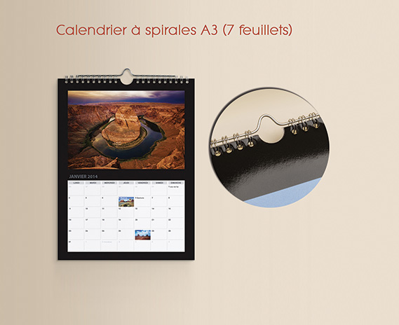 Calendrier à spirales A3 (7 feuillets)